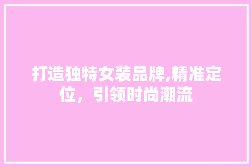 打造独特女装品牌,精准定位，引领时尚潮流