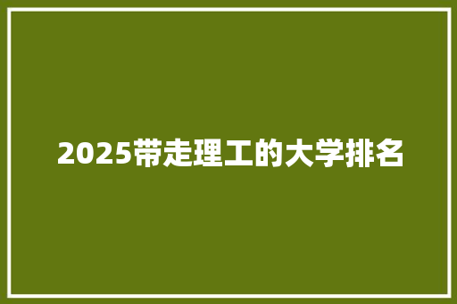 2025带走理工的大学排名