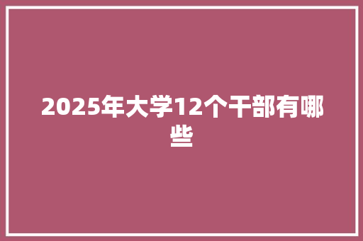 2025年大学12个干部有哪些