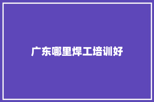 广东哪里焊工培训好