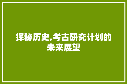 探秘历史,考古研究计划的未来展望