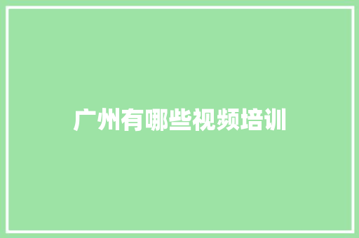 广州有哪些视频培训