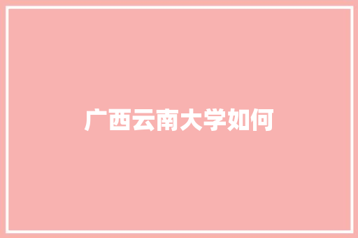 广西云南大学如何