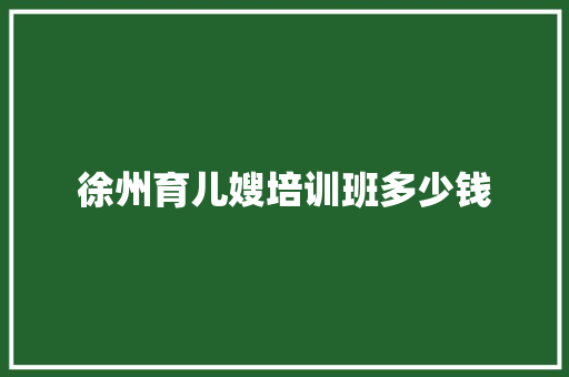 徐州育儿嫂培训班多少钱