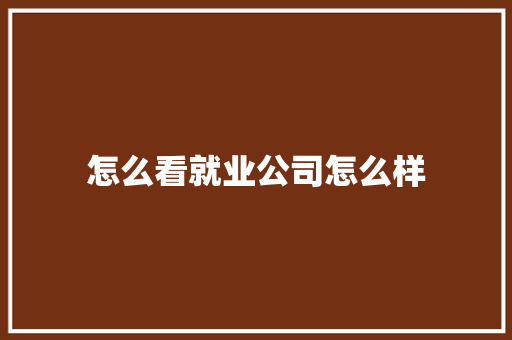怎么看就业公司怎么样