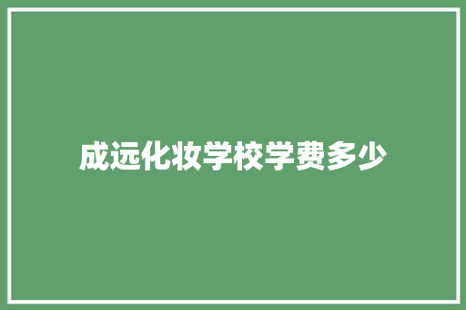 成远化妆学校学费多少