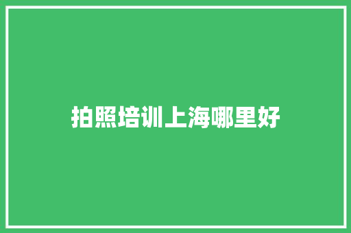 拍照培训上海哪里好