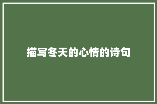 描写冬天的心情的诗句