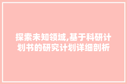 探索未知领域,基于科研计划书的研究计划详细剖析