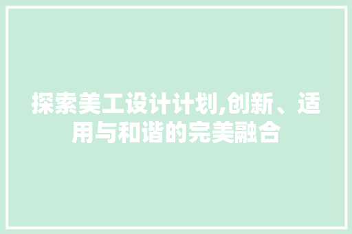 探索美工设计计划,创新、适用与和谐的完美融合