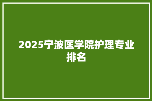 2025宁波医学院护理专业排名