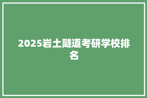 2025岩土隧道考研学校排名