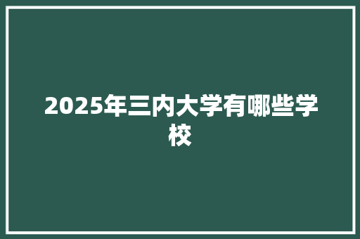 2025年三内大学有哪些学校