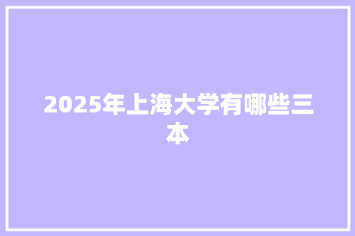 2025年上海大学有哪些三本