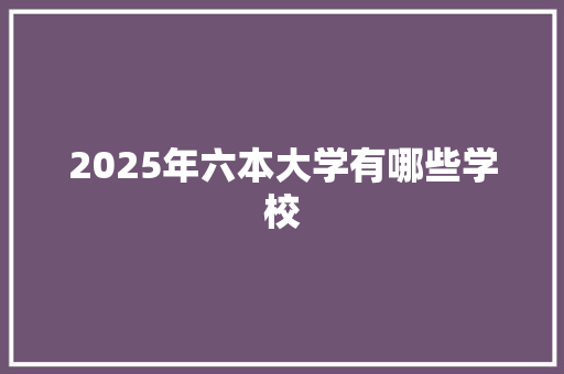 2025年六本大学有哪些学校