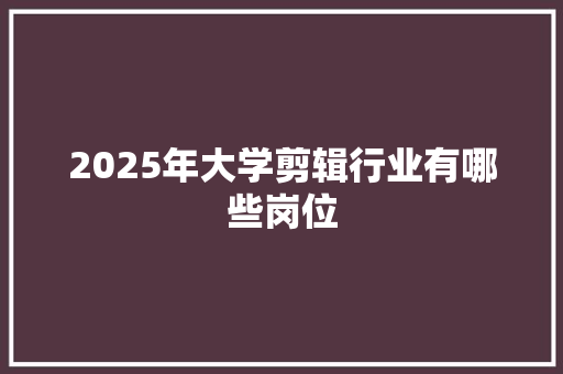 2025年大学剪辑行业有哪些岗位
