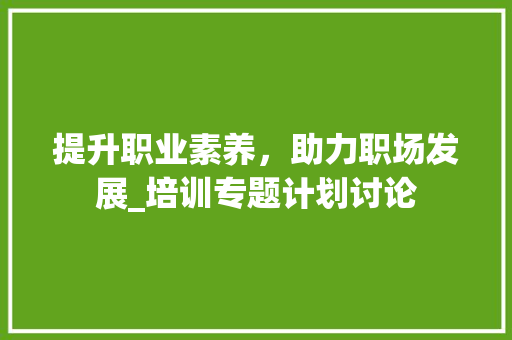 提升职业素养，助力职场发展_培训专题计划讨论