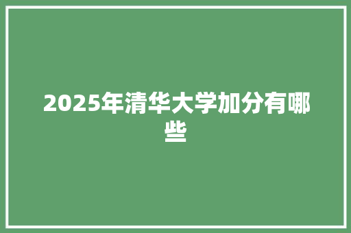 2025年清华大学加分有哪些