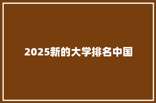 2025新的大学排名中国