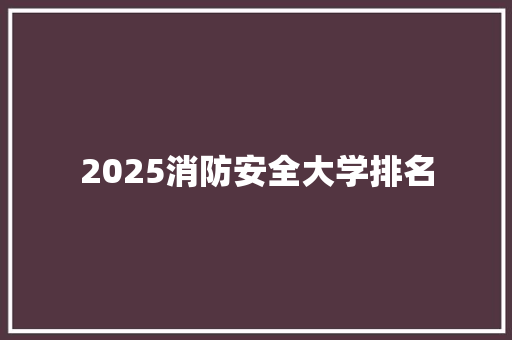 2025消防安全大学排名