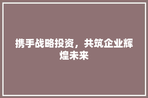 携手战略投资，共筑企业辉煌未来