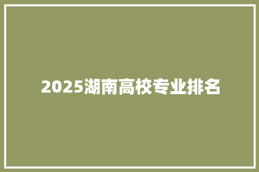2025湖南高校专业排名