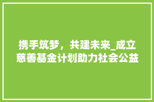 携手筑梦，共建未来_成立慈善基金计划助力社会公益