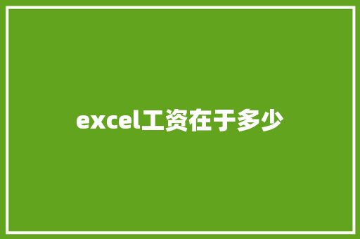 excel工资在于多少