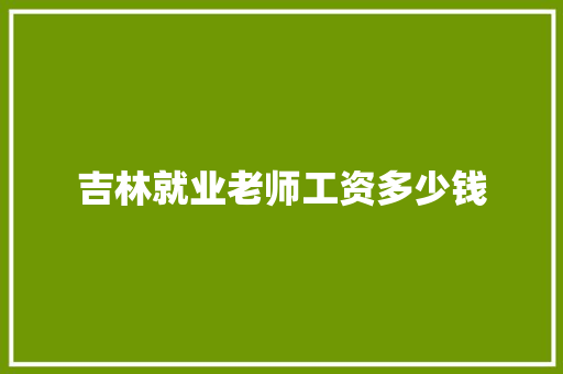 吉林就业老师工资多少钱