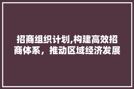 招商组织计划,构建高效招商体系，推动区域经济发展 国学经典