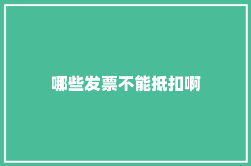 哪些发票不能抵扣啊