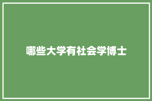 哪些大学有社会学博士