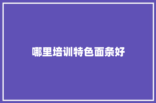 哪里培训特色面条好