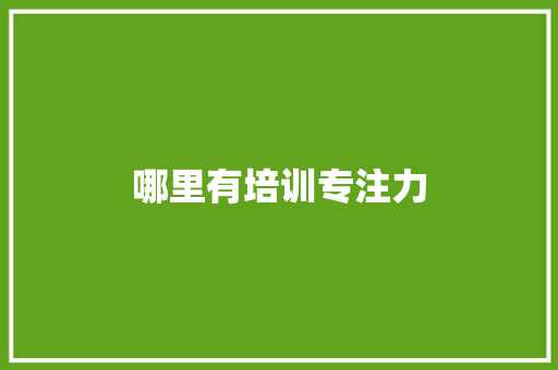 哪里有培训专注力