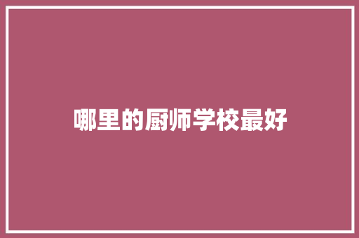 哪里的厨师学校最好