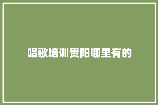 唱歌培训贵阳哪里有的