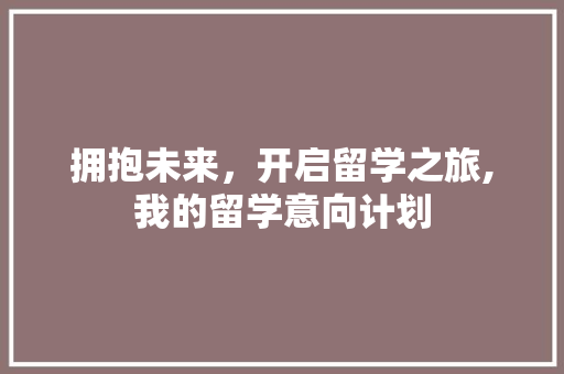 拥抱未来，开启留学之旅,我的留学意向计划