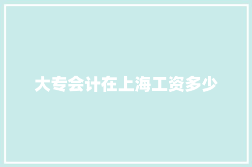 大专会计在上海工资多少
