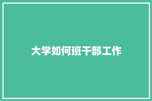 大学如何班干部工作