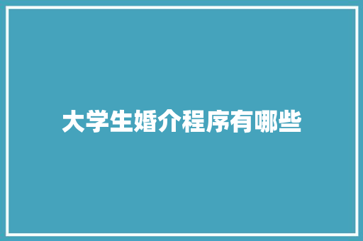 大学生婚介程序有哪些