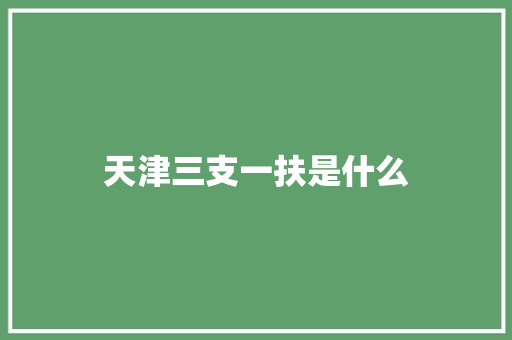 天津三支一扶是什么