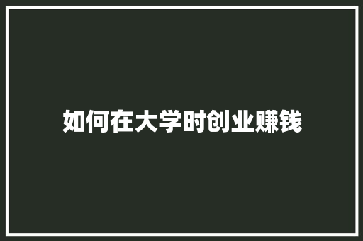 如何在大学时创业赚钱