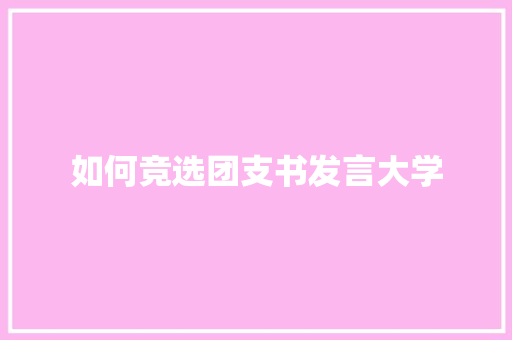 如何竞选团支书发言大学