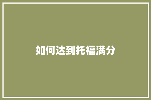 如何达到托福满分 工作计划
