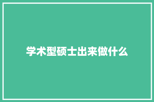 学术型硕士出来做什么