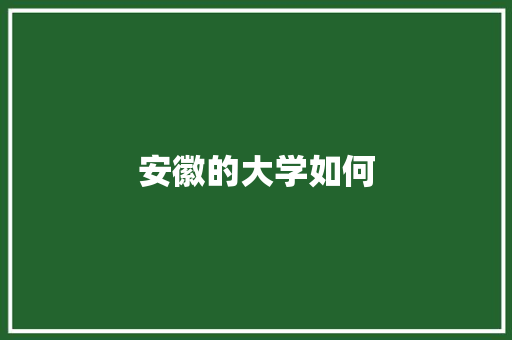 安徽的大学如何