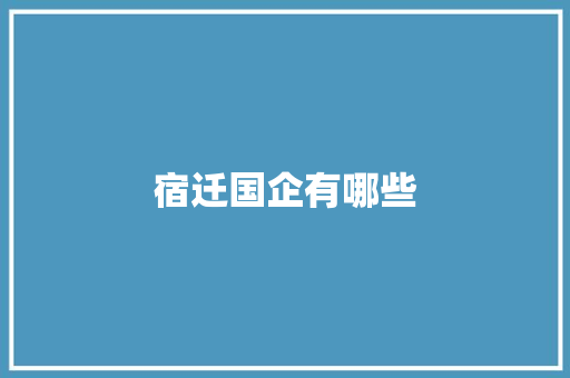 宿迁国企有哪些
