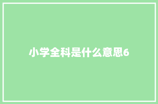 小学全科是什么意思6