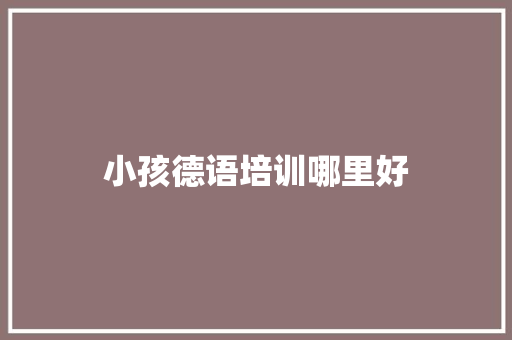 小孩德语培训哪里好