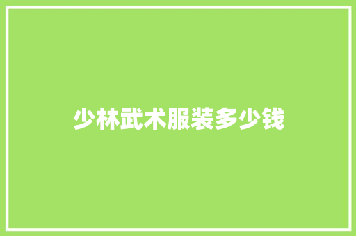 少林武术服装多少钱